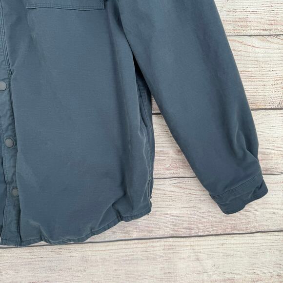 Eddie Bauer Flannel Lined Snap Down Jacket Mens Medium Navy Blue - Picture 13 of 16